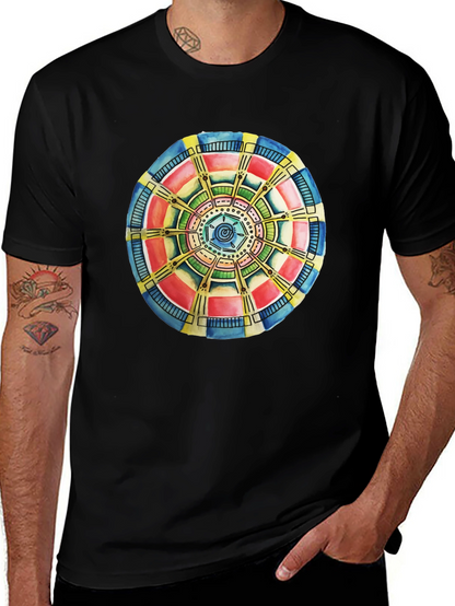 Abstract Mandala Graphic Tee - Black Cotton Comfort