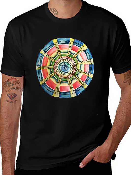Abstract Mandala Graphic Tee - Black Cotton Comfort