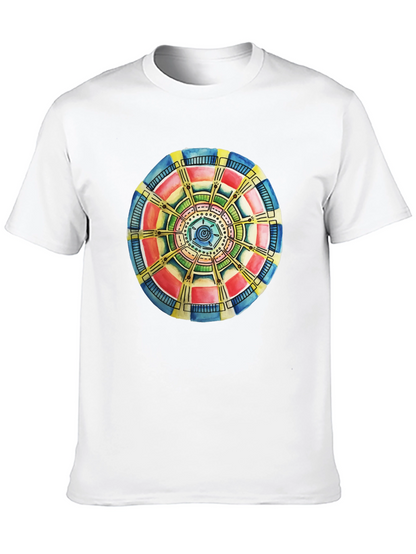 Abstract Mandala Graphic Tee - Black Cotton Comfort