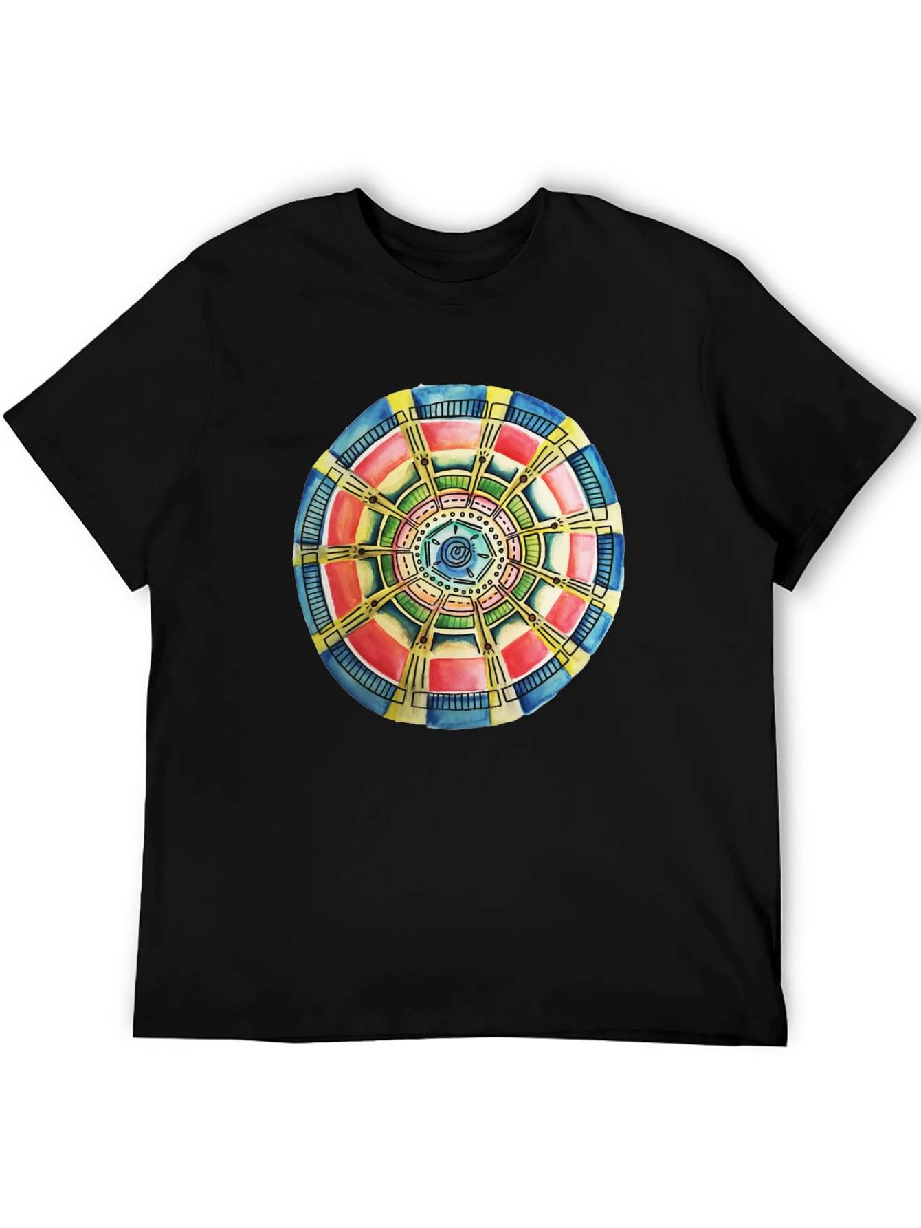 Abstract Mandala Graphic Tee - Black Cotton Comfort