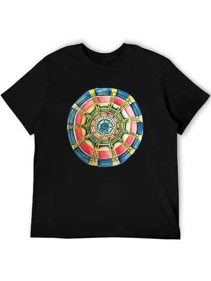 Abstract Mandala Graphic Tee - Black Cotton Comfort