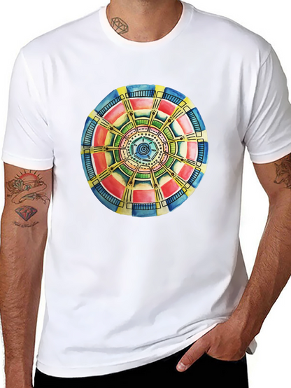 Abstract Mandala Graphic Tee - Black Cotton Comfort