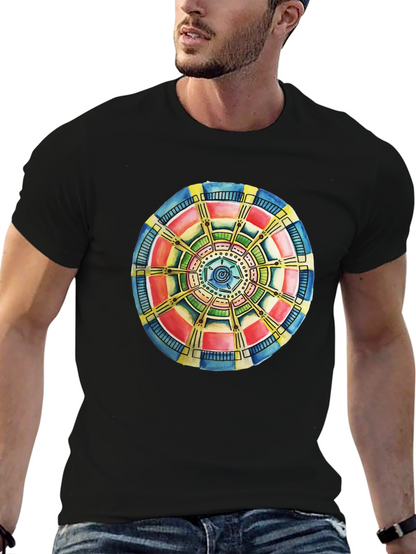 Abstract Mandala Graphic Tee - Black Cotton Comfort