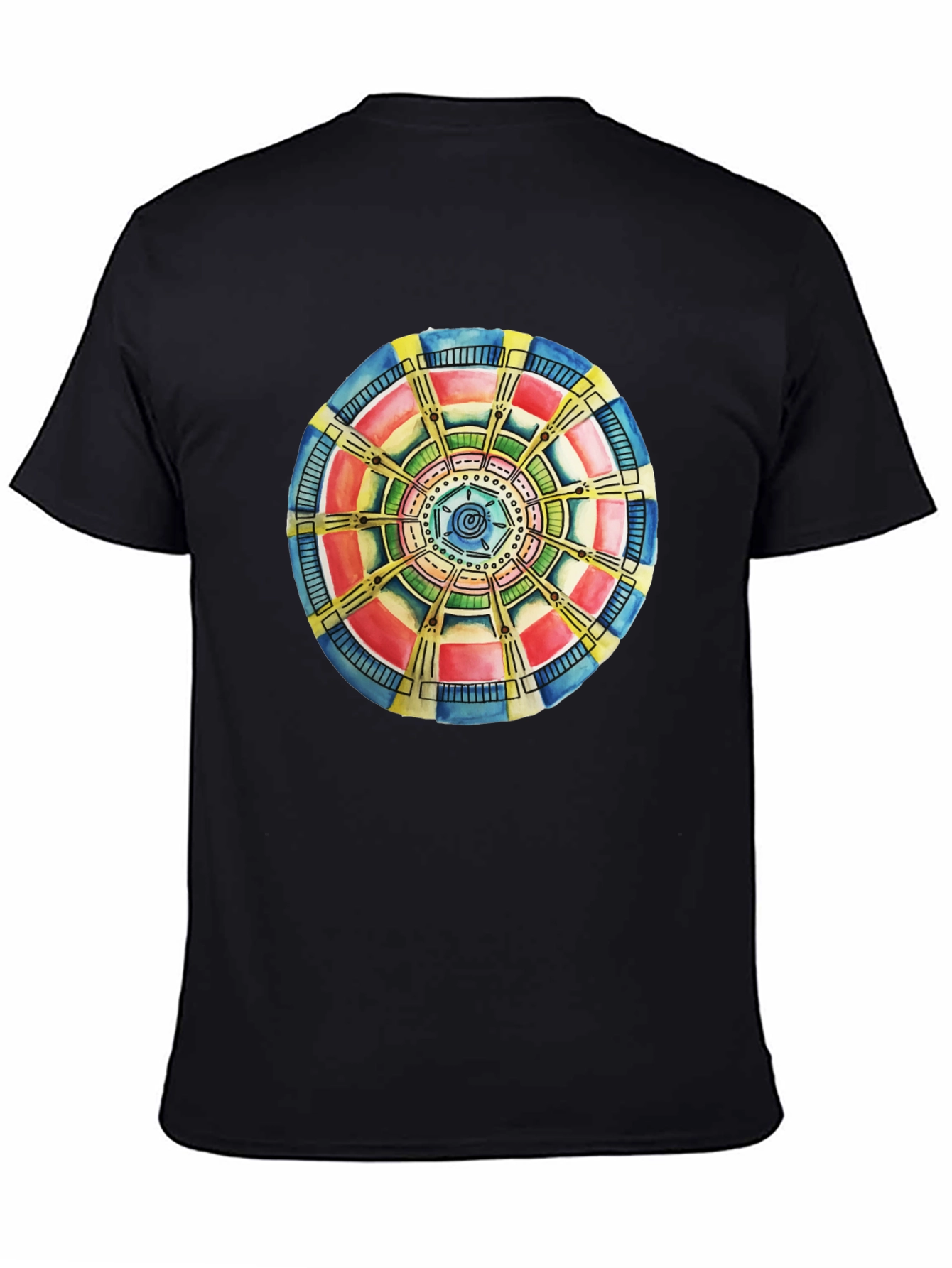 Abstract Mandala Graphic Tee - Black Cotton Comfort