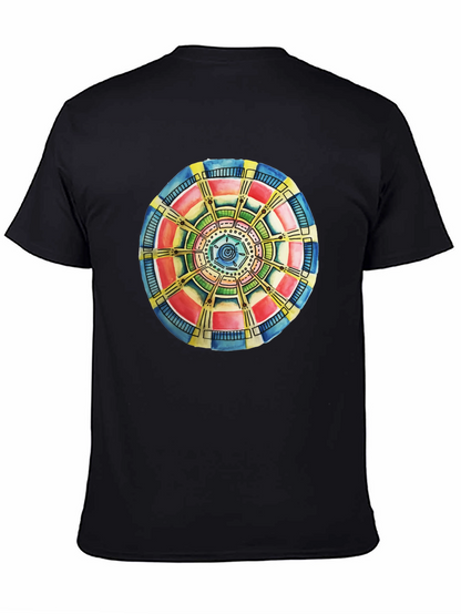 Abstract Mandala Graphic Tee - Black Cotton Comfort
