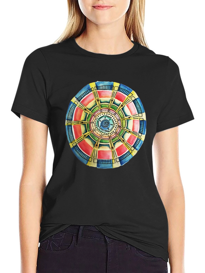 Abstract Mandala Graphic Tee - Black Cotton Comfort