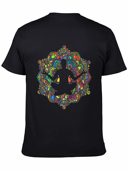 Mens Mandala Yoga Graphic Tee - Black