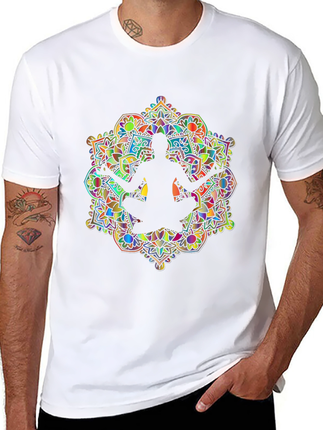 Mens Mandala Yoga Graphic Tee - Black