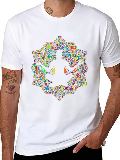Mens Mandala Yoga Graphic Tee - Black
