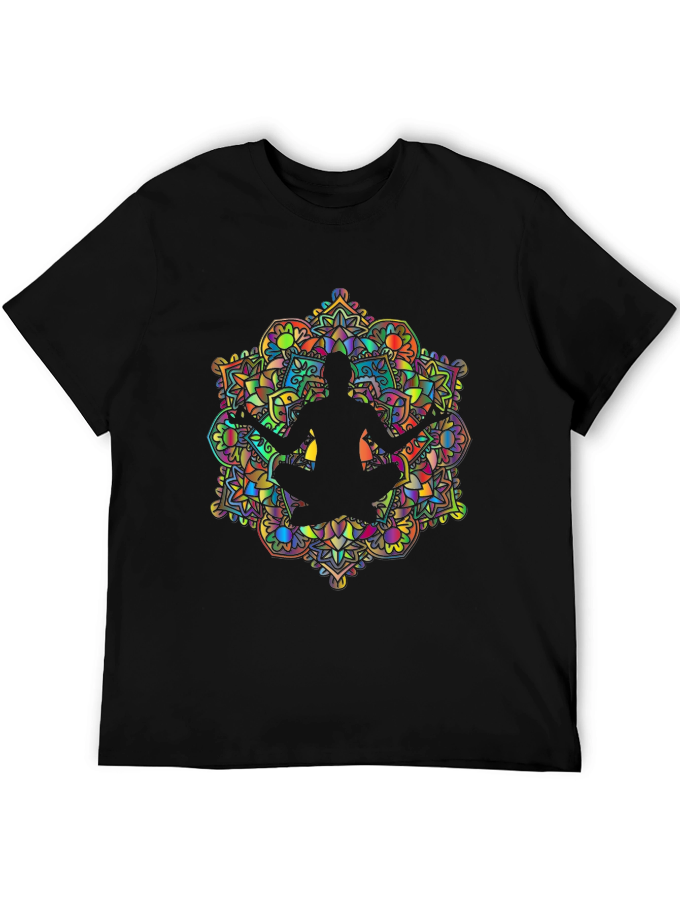 Mens Mandala Yoga Graphic Tee - Black
