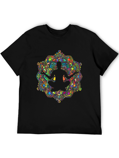 Mens Mandala Yoga Graphic Tee - Black