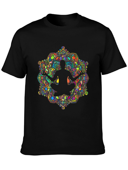 Mens Mandala Yoga Graphic Tee - Black