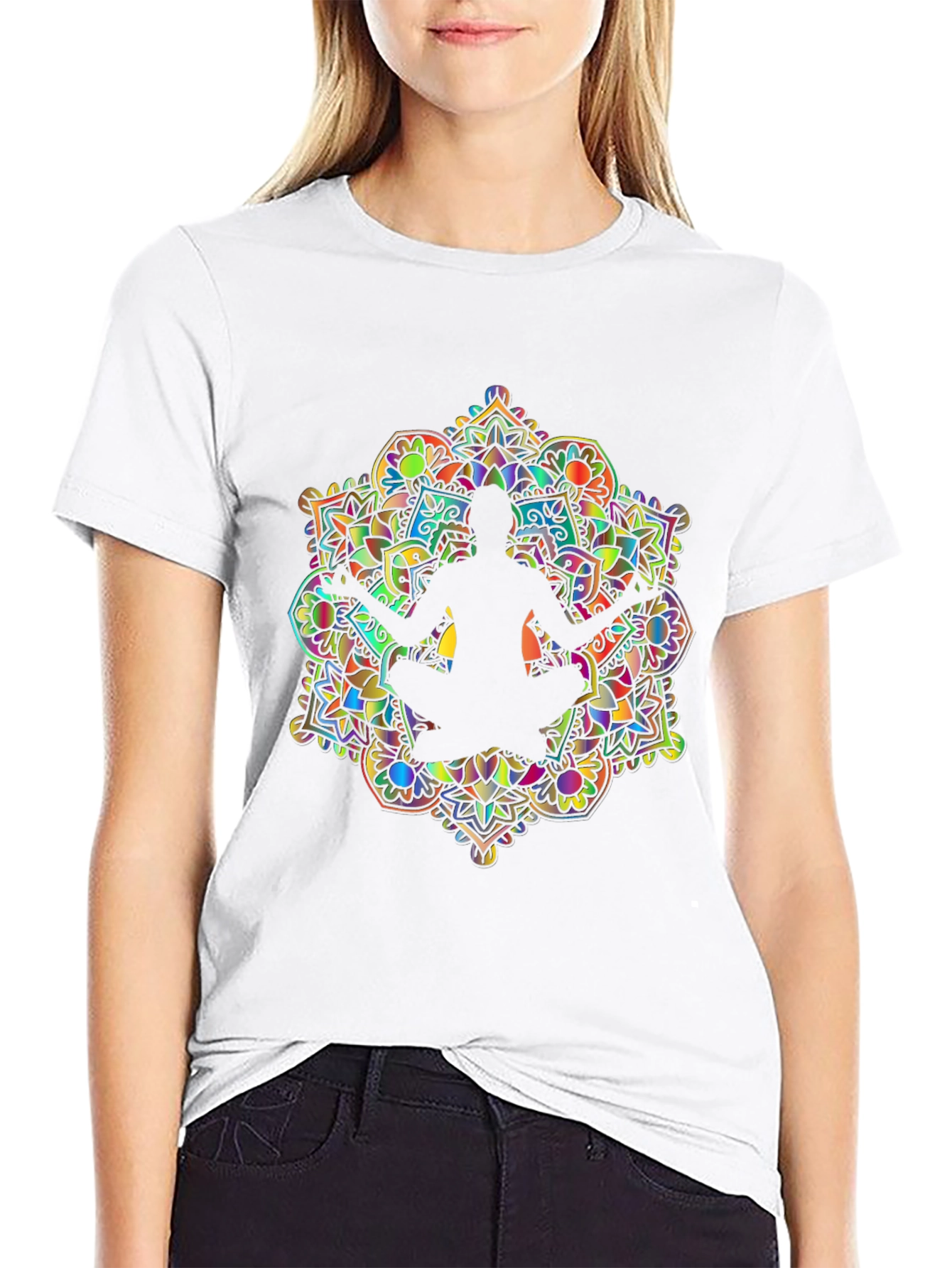 Mens Mandala Yoga Graphic Tee - Black
