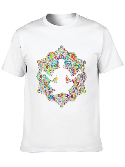 Mens Mandala Yoga Graphic Tee - Black