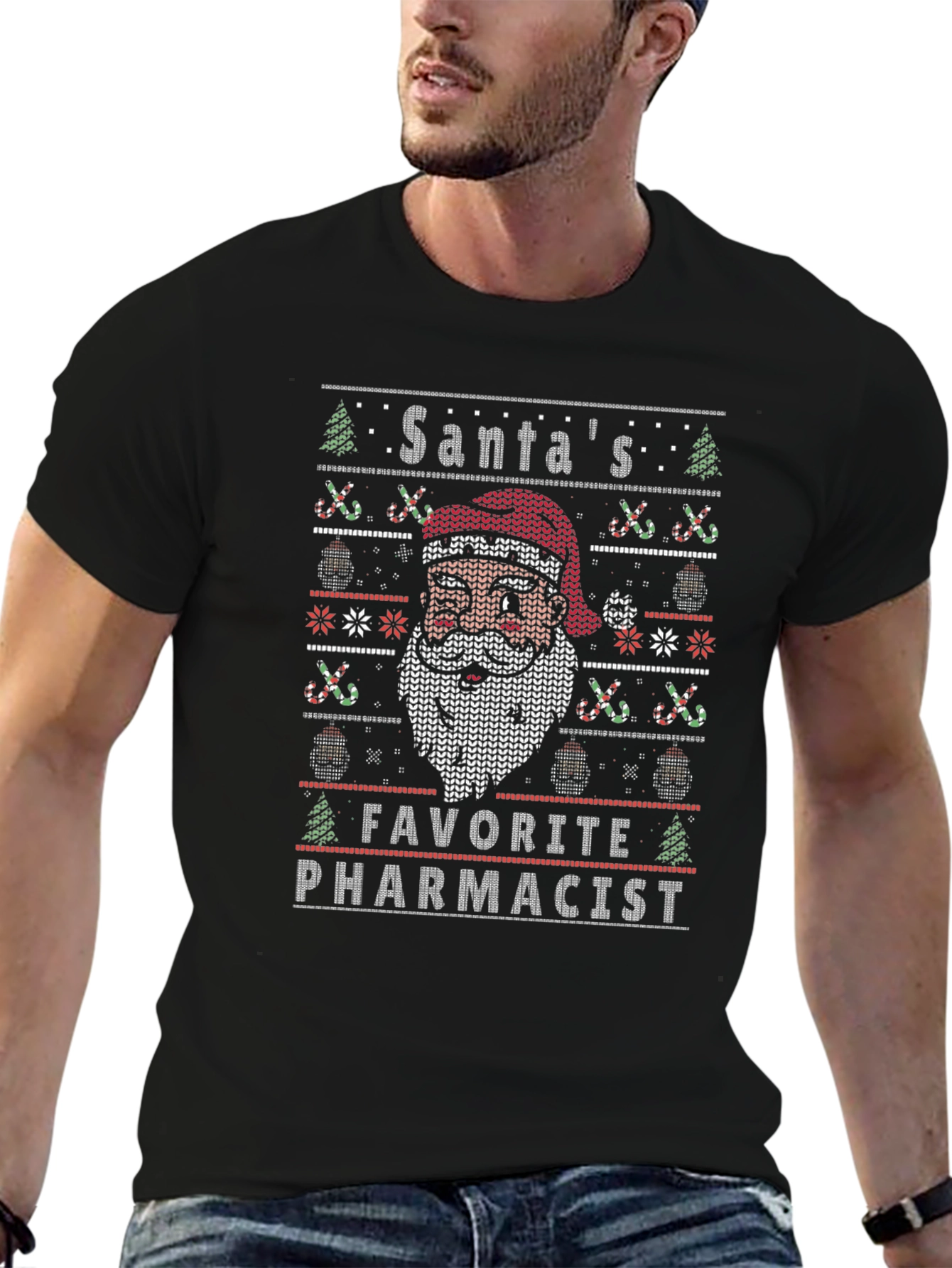 Santas Favorite Pharmacist Ugly Christmas Sweater T-Shirt