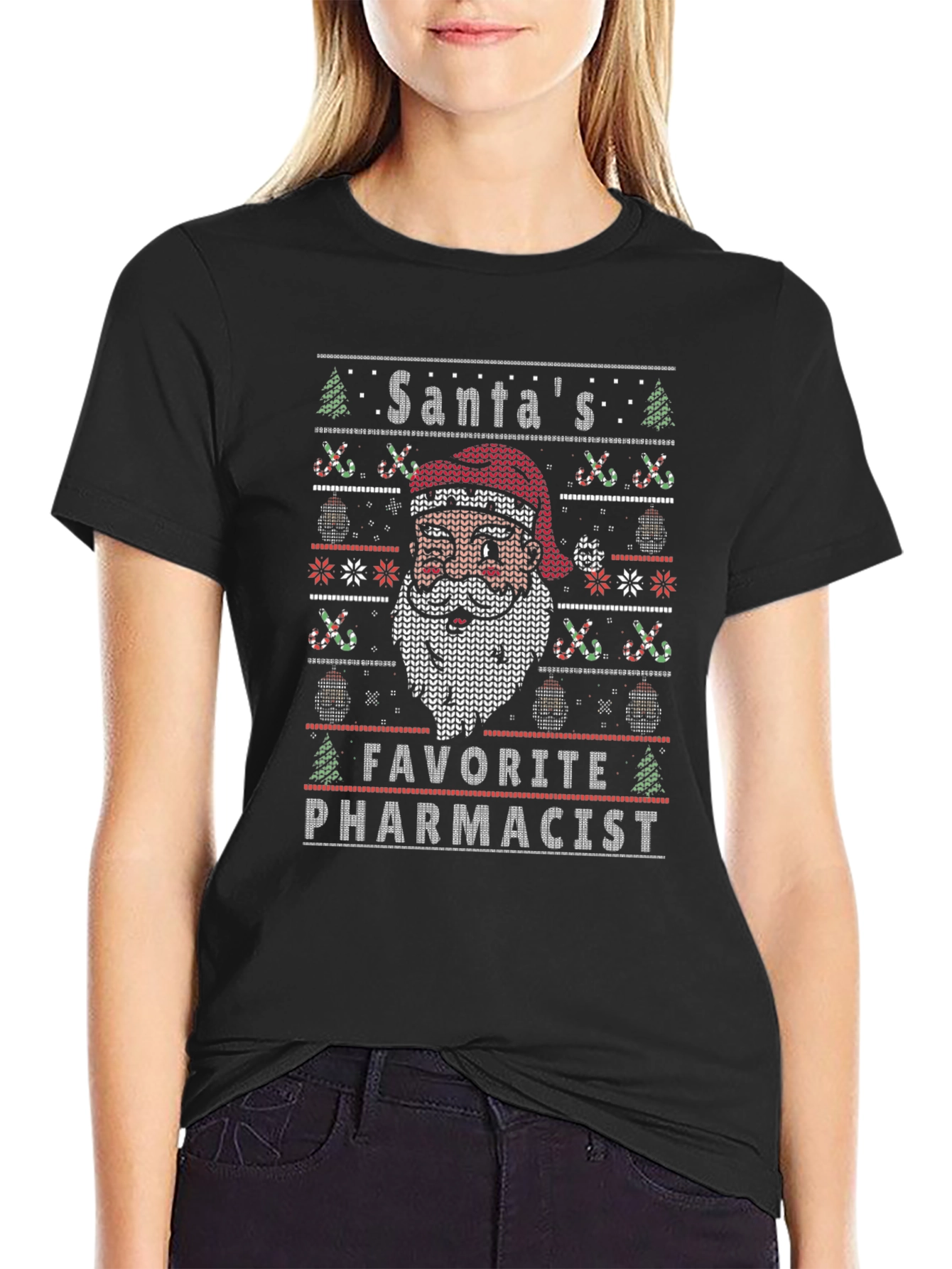 Santas Favorite Pharmacist Ugly Christmas Sweater T-Shirt