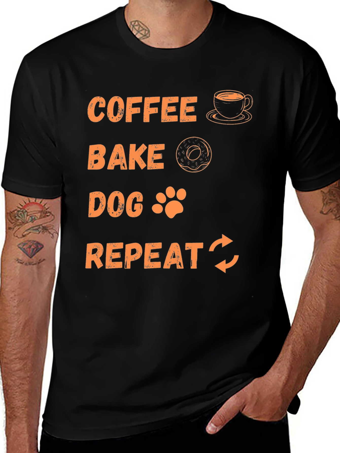 Coffee Bake Dog Repeat Graphic Tee