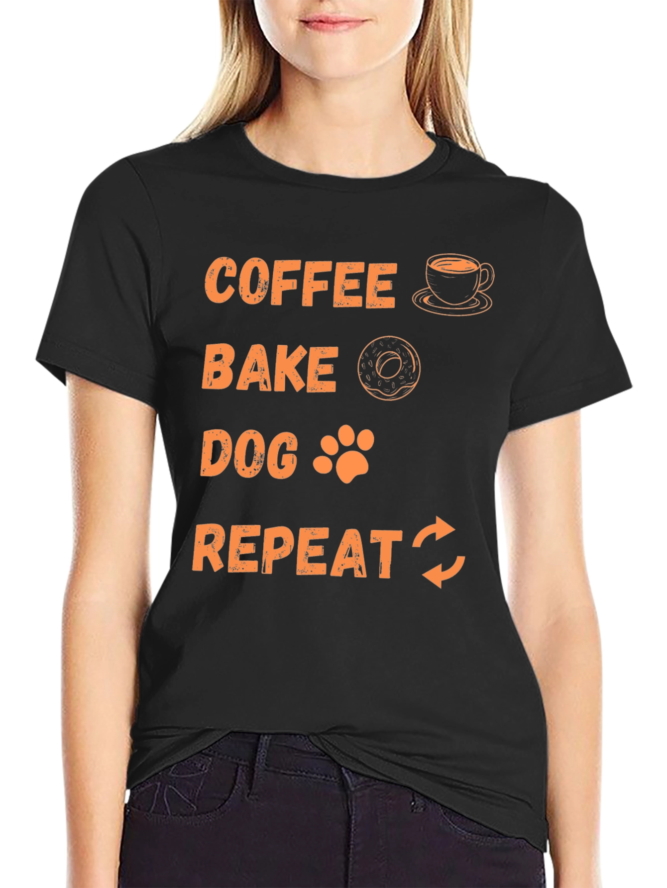Coffee Bake Dog Repeat Graphic Tee