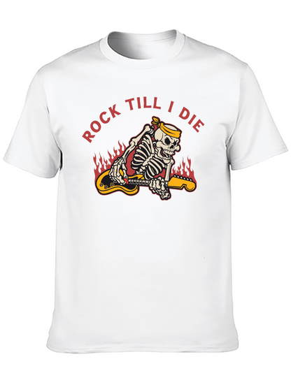 Rock Till I Die Skeleton Guitar T-Shirt