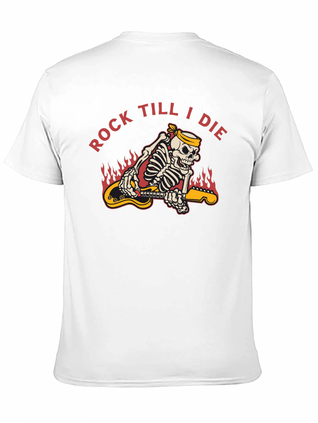 Rock Till I Die Skeleton Guitar T-Shirt