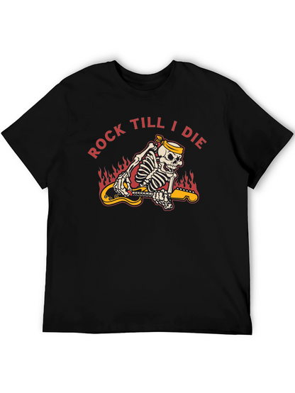 Rock Till I Die Skeleton Guitar T-Shirt