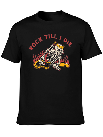 Rock Till I Die Skeleton Guitar T-Shirt