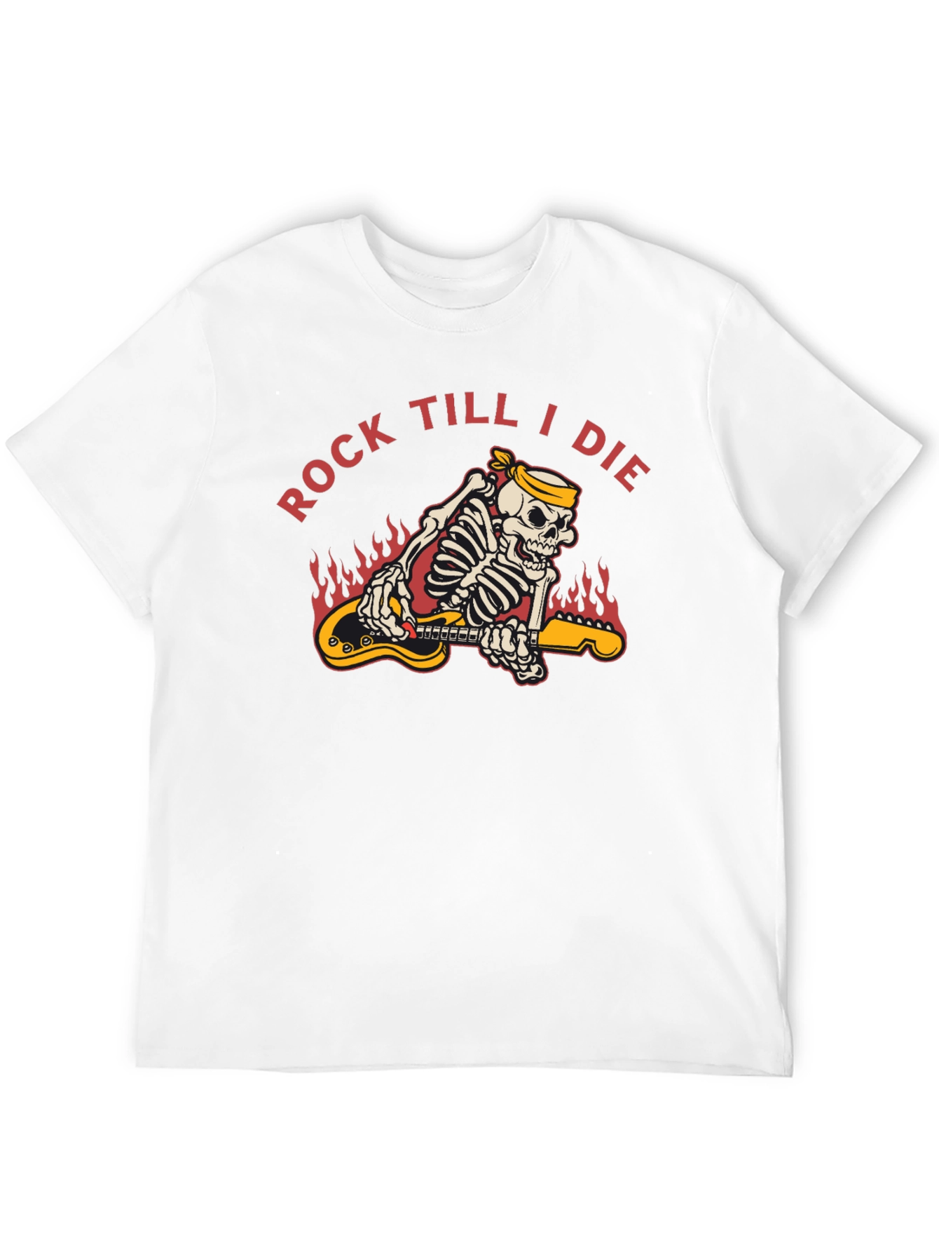 Rock Till I Die Skeleton Guitar T-Shirt