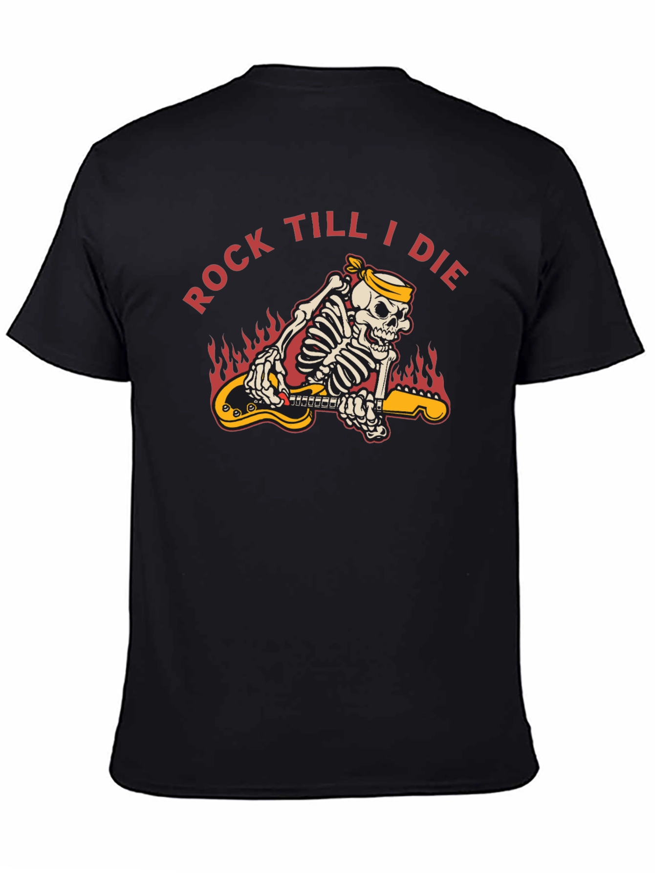 Rock Till I Die Skeleton Guitar T-Shirt