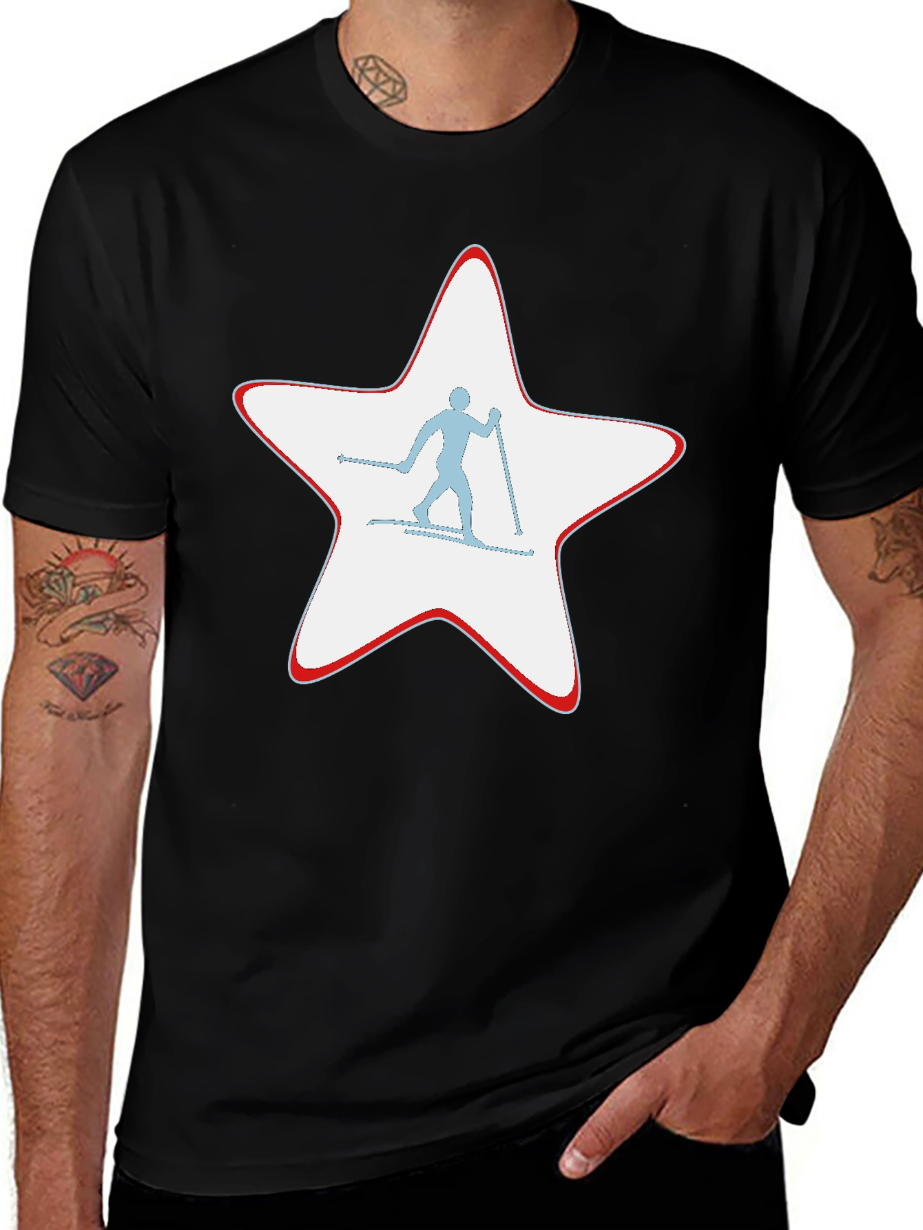 Ski Star Graphic T-Shirt - Black Cotton Tee