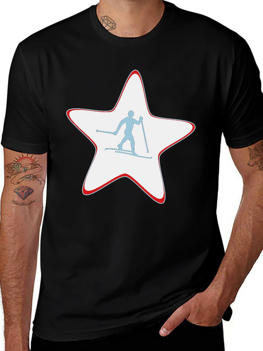Ski Star Graphic T-Shirt - Black Cotton Tee