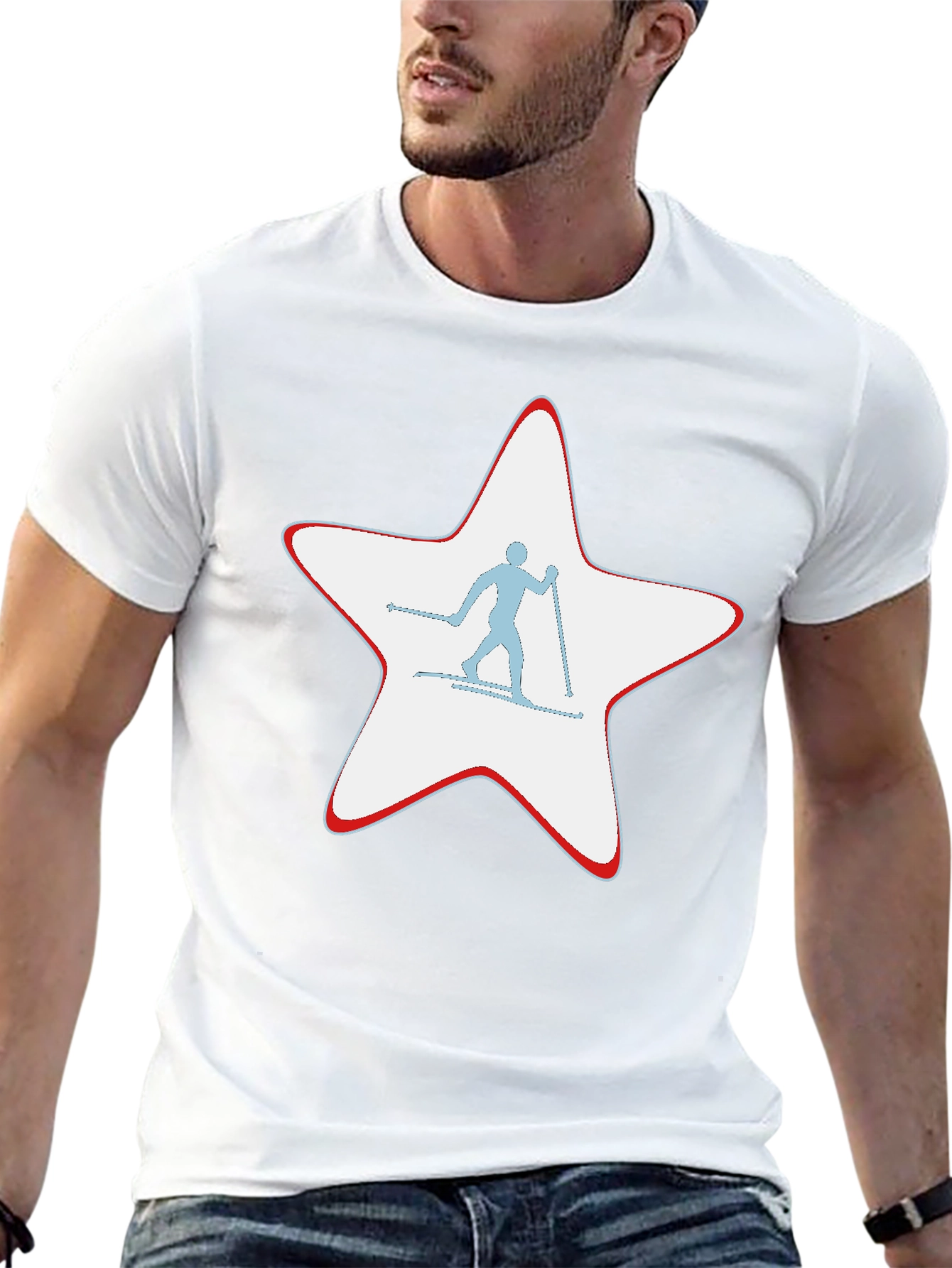 Ski Star Graphic T-Shirt - Black Cotton Tee