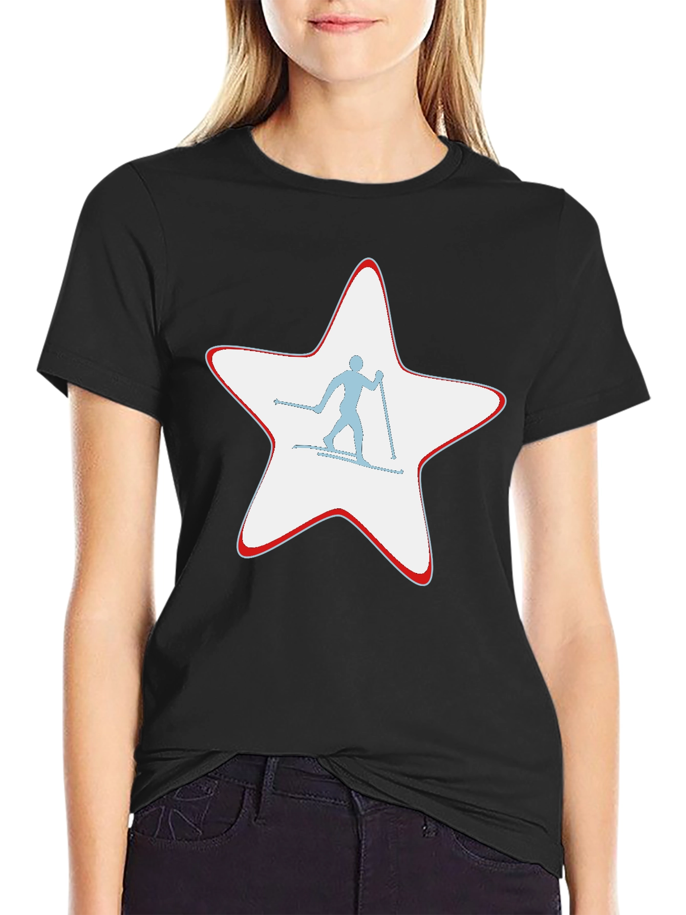 Ski Star Graphic T-Shirt - Black Cotton Tee