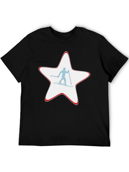 Ski Star Graphic T-Shirt - Black Cotton Tee