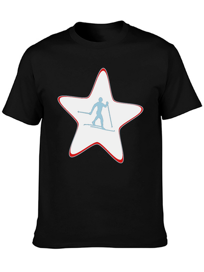 Ski Star Graphic T-Shirt - Black Cotton Tee