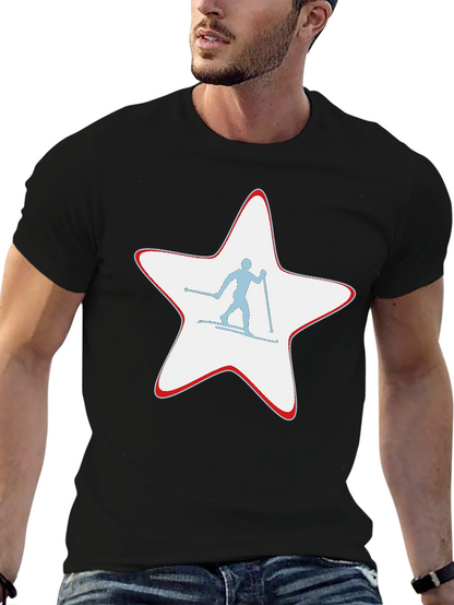 Ski Star Graphic T-Shirt - Black Cotton Tee