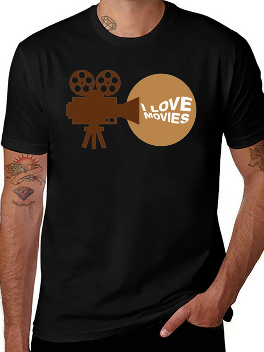I Love Movies Graphic T-Shirt - Movie Buff Tee