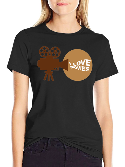 I Love Movies Graphic T-Shirt - Movie Buff Tee