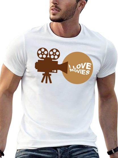 I Love Movies Graphic T-Shirt - Movie Buff Tee