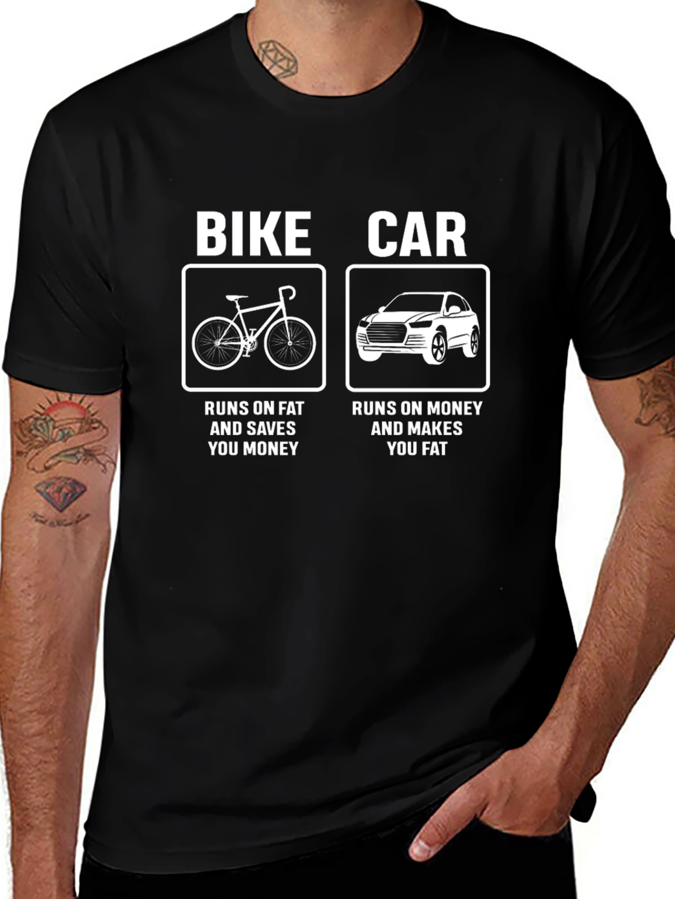 Bike vs Car T-Shirt - Funny Graphic Tee