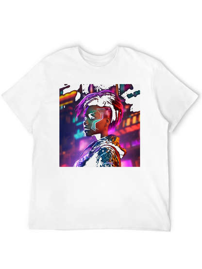 Cyberpunk Futuristic Woman Black T-shirt