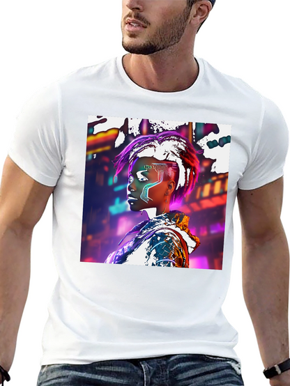 Cyberpunk Futuristic Woman Black T-shirt