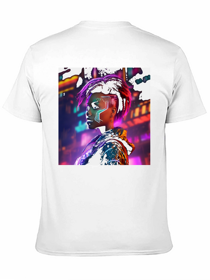Cyberpunk Futuristic Woman Black T-shirt