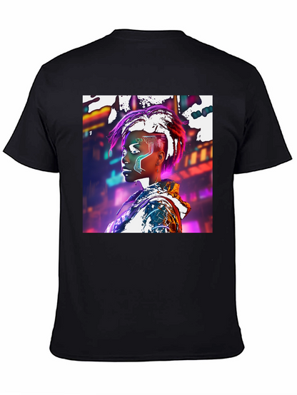 Cyberpunk Futuristic Woman Black T-shirt