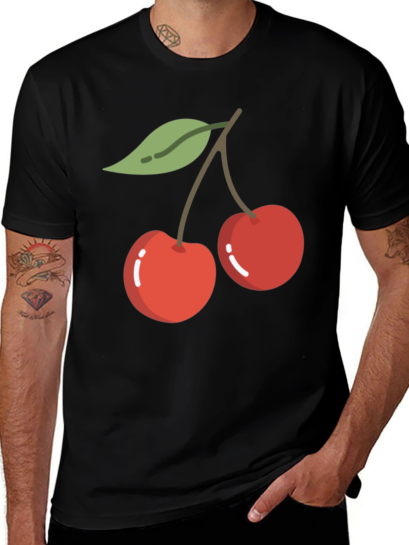 Cherry Graphic Black T-Shirt