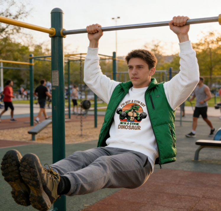 "I'm Not A Gym Rat I'm A Gym Dinosaur" Humor Crewneck