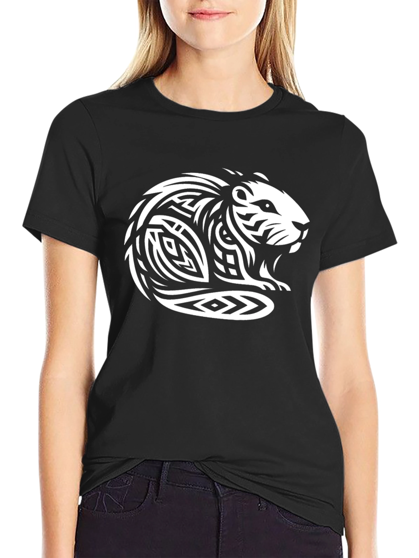 Tribal Beaver Black T-Shirt