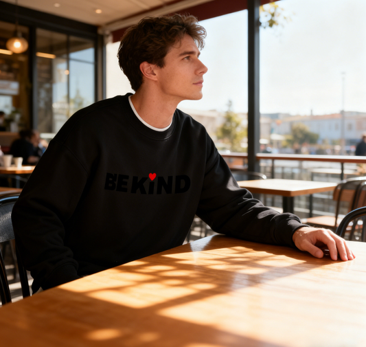 Positive Message Be Kind Heart Design Crewneck