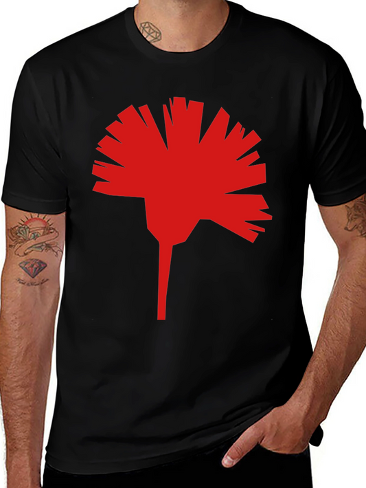 Geometric Red Flower Graphic T-Shirt - Modern Streetwear