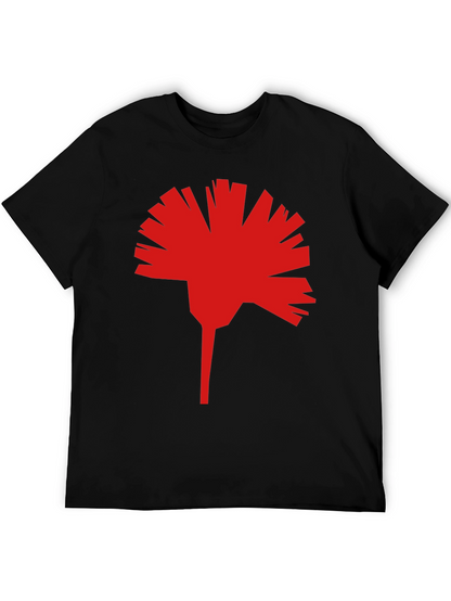 Geometric Red Flower Graphic T-Shirt - Modern Streetwear