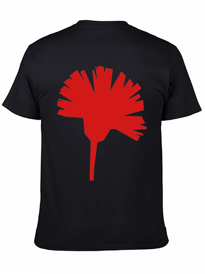 Geometric Red Flower Graphic T-Shirt - Modern Streetwear
